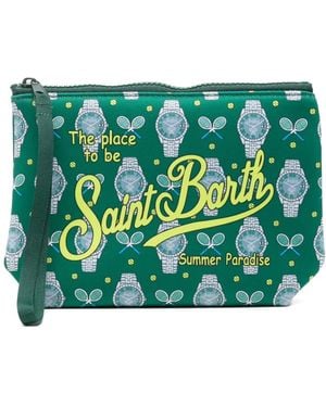 MC2 Saint Barth Aline Tennis-Print Pouch Bag - Green