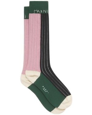 Marni Calzini Al Ginocchio Con Design A Coste - Verde