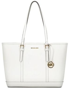 Michael Kors Jet Set Leather Tote Bag - White