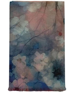 D'Aniello Foulard En Soie Mélangée À Fleurs - Bleu