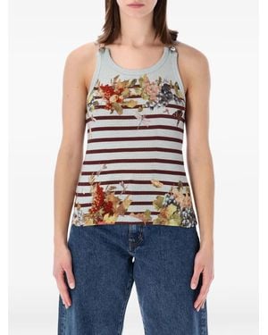 Jean Paul Gaultier Ribbed Floral Tank Top - Blue