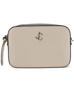 Jimmy Choo Jc Logo Grained Leather Shoulder Bag - Natural