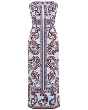 Cara Cara Paisley-Print Strapless Midi Dress - White