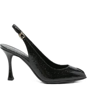 Sergio Levantesi Peep-Toe Slingback Sandals - Black