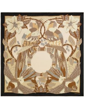 Ferragamo Parrots Print Cashmere Shawl - Metallic