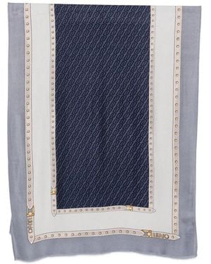 Liu Jo Monogram Belt-Print Scarf - Blue