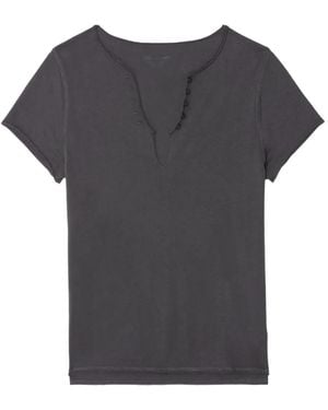 Zadig & Voltaire T-Shirt Con Scollo A V - Grigio