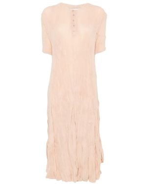 GONGDID DESIGN Crinkled-Finish Short-Sleeve Midi Dress - White