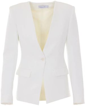 Patrizia Pepe V-Neck Single-Breasted Blazer - White