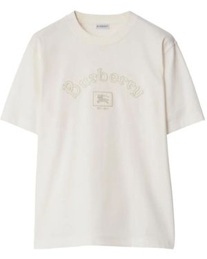 Burberry T-Shirt Con Logo Equestrian Knight - Bianco