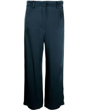 Max Mara Cropped Straight-Leg Satin Trousers - Blue