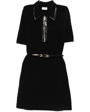 Elisabetta Franchi Zip-Front Belted Dress - Black