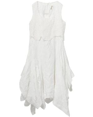 Comme des Garçons Floral-Embroidered Midi Dress - White