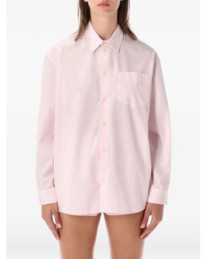 Sporty & Rich Logo-Embroidered Chest-Pocket Shirt - Pink