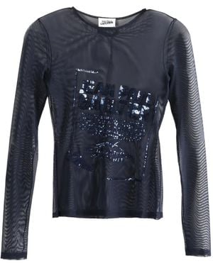 Jean Paul Gaultier Sequin-embellished Mesh Top - ブルー