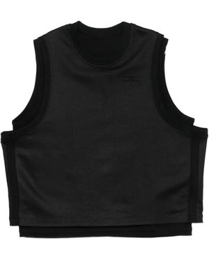 Juun.J Layered Logo-Plaque Vest - Black