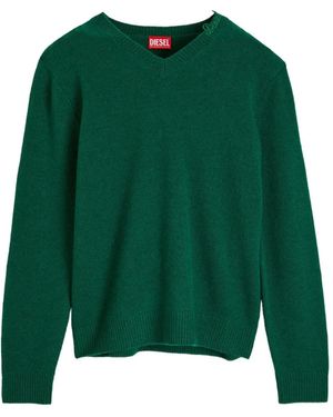 DIESEL Pullover Mit V-Ausschnitt Und Logo - Grün