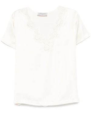 ERMANNO FIRENZE Top Met Kanten Afwerking En V-Hals - Wit