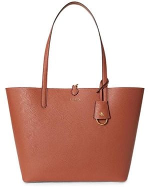 Ralph Lauren Logo-Plaque Pebbled Tote Bag - White