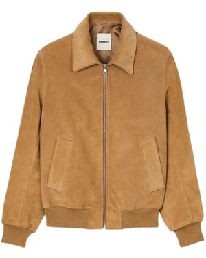 Sandro Suede Bomber Jacket - Brown