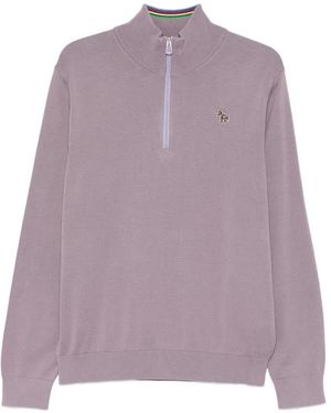 Paul Smith Maglione Con Zip E Logo Zebra - Viola