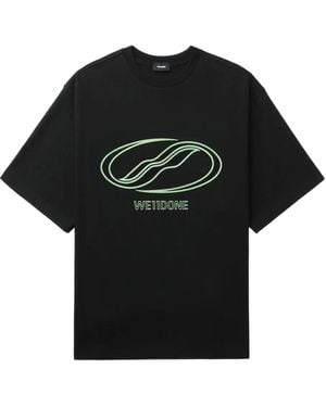 we11done Sporty Sheldon T-Shirt Met Grafische Print - Zwart