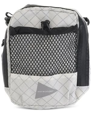 and wander Mesh-Pocket Shoulder Bag - Grey