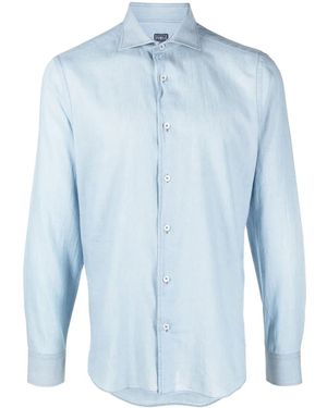Fedeli Poplin Long-Sleeve Shirt - Blue