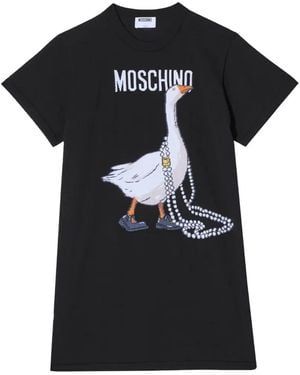 Moschino T-Shirt-Minikleid Mit Gänse-Print - Schwarz