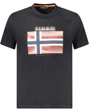 Napapijri Flag-Print T-Shirt - Black