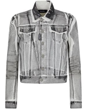 DSquared² Distressed Denim Jacket - Grey