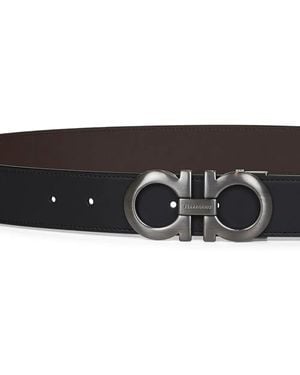 Ferragamo Leren Riem Met Gancini-Gesp - Zwart