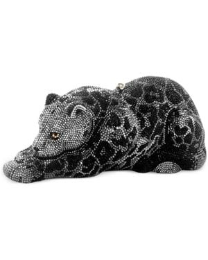 Judith Leiber Crystal-Embellished Jaguar Clutch Bag - Black