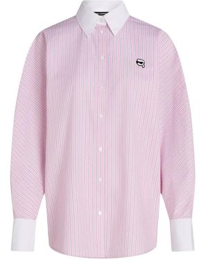 KARL LAGERFELD Ikon Striped Shirt - Pink