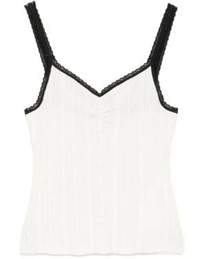 Maje Pointelle-Knit Tank Top - Natural
