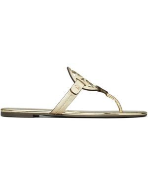 Tory Burch Miller Metallic-Sandalen - Weiß