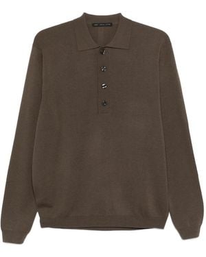 Low Brand Fine-Knit Polo Shirt - Brown