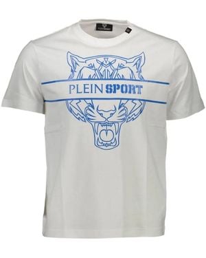 Philipp Plein Tiger-Print Logo-Print T-Shirt - Blue