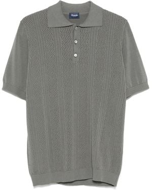 Drumohr Pointelle-Knit Polo Shirt - Grey