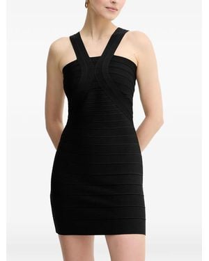 Hervé Léger Robe Courte Elise À Bretelles Croisées - Black