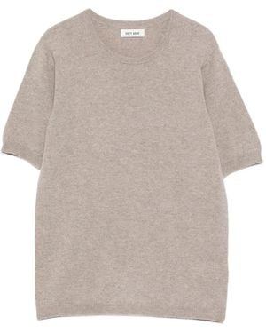 Soft Goat Round-Neck Short-Sleeve Jumper - White