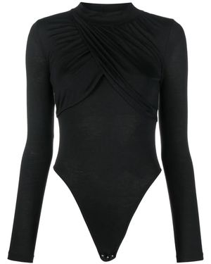 Viktor & Rolf Draped-Design Long-Sleeve Bodysuit - Black