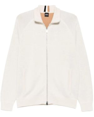 BOSS Cardigan mit Reißverschluss - Weiß