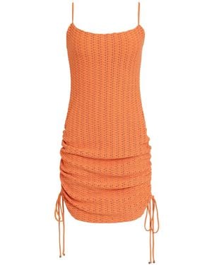 Amir Slama Robe Courte À Design Drapé - Orange