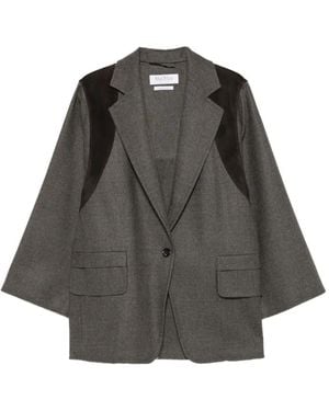 Max Mara Wildlederjacke Mit Fallendem Revers - Grau