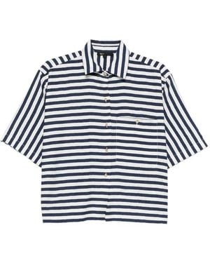 Maje Striped Chest-Pocket Shirt - Blue