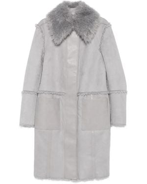 Patrizia Pepe Faux Fur Reversible Coat - Gray