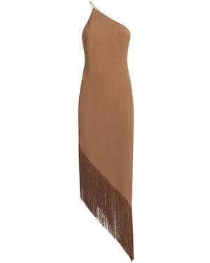 ‎Taller Marmo Antelope Fringed Asymmetric Dress - Brown