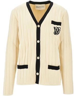 Valentino Garavani Monogram-Embroidered Cardigan - Natural
