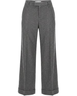 Brunello Cucinelli Pressed-Crease Turn-Up Pants - Grey